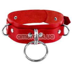 Ошейник Feral Feelings D-Rings Leather, красный - Фото №1