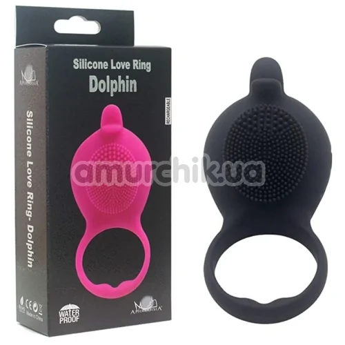 Віброкільце Silicone Love Ring Dolphin, чорне