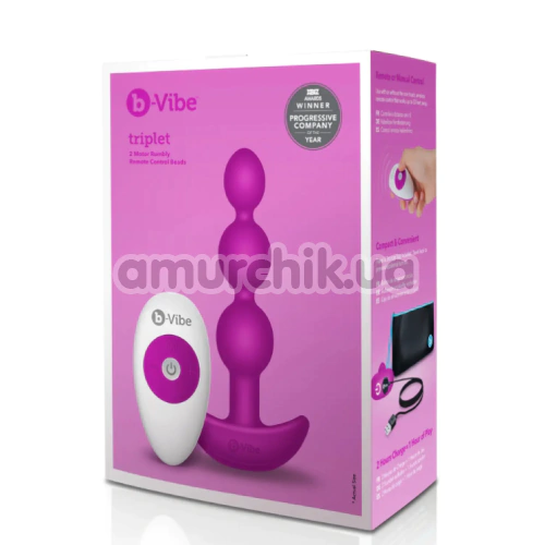 Анальная пробка с вибрацией B-Vibe Triplet, розовая