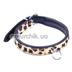 Ошейник DS Fetish Furry Collar With Metal Ring, леопардовый - Фото №1