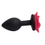 Анальная пробка с красной розой Alume Silicone Rose Plug S, черная - Фото №4