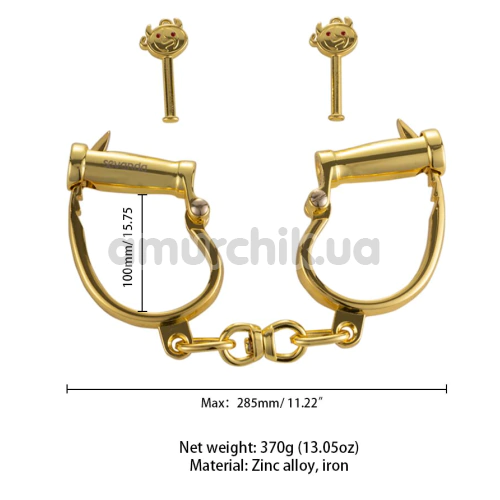 Наручники Lockink Sevanda Love-Slave & Pretty-Sub BDSM Bondage-Toy Handcuffs, золоті