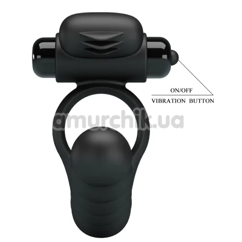 Віброкільце з анальним стимулятором Pretty Love Hercules Penis Sheath III, чорне