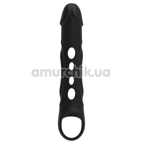 Насадка на пенис с вибрацией Ramrod Vibrating Extender With Remote Open, черная