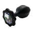 Анальна пробка з прозорим кристалом і білим хвостиком Alume Silicone Plug With Tail S, чорна - Фото №9