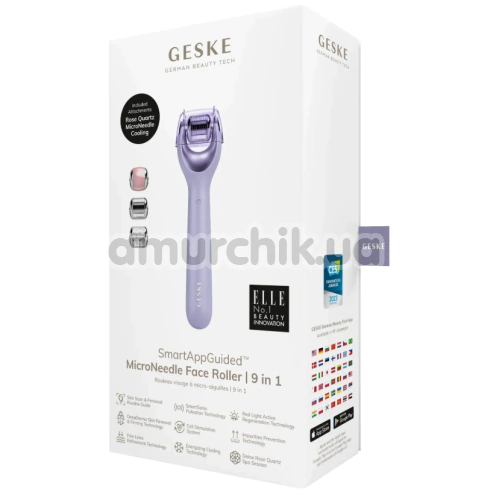 Массажер-роллер для лица с микроиглами Geske MicroNeedle Face Roller 9 in 1, сиреневый
