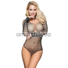 Боді Star Night Sexy Fishnet Rhinestone Bodysuit, чорне - Фото №1