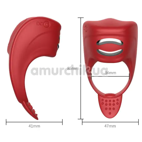 Виброкольцо для члена с электростимуляцией FoxShow Silicone Vibrating Ring With Electro Stim, красное