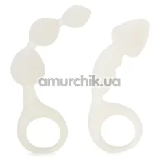 Набір з 2 предметів Bottoms Up Butt Silicone Anal Toy Set, білий - Фото №1