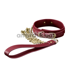 Нашийник з повідцем Roomfun Leather Collar With Leash, бордовий - Фото №1