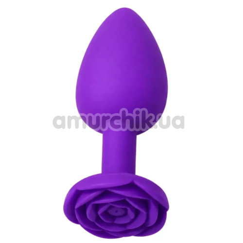 Анальная пробка Alume Silicone Rose Plug S, фиолетовая - Фото №1