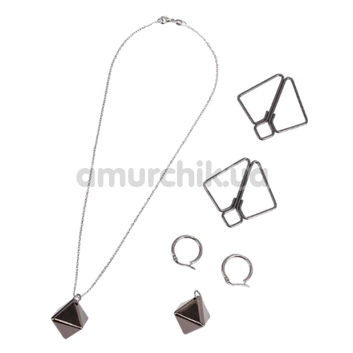 Зажимы для сосков Lockink Minimalism Metal Nipple Clamps with Heavy Pendant And Rings, серые