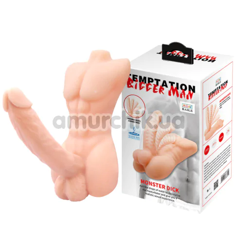 Фаллоимитатор с мужским торсом Temptation Bigger Man Monster Dick, телесный