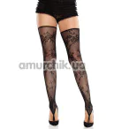 Чулки Leg Avenue Floral Net Toe Loop Footless Thigh Highs, черные - Фото №1