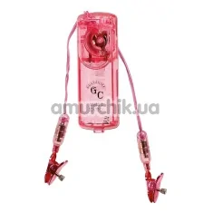 Зажимы для сосков с вибрацией Nipple Clamps, розовые - Фото №1