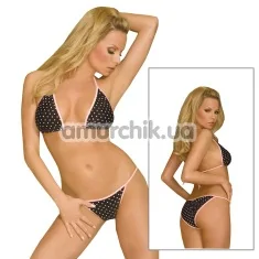 Комплект Polka Dot Bikini Set чорний в світло-рожевий горошок: бюстгальтер + трусики - Фото №1