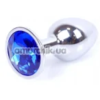 Анальная пробка с синим кристаллом Exclusivity Jewellery Silver Plug, серебряная - Фото №1