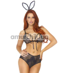 Костюм зайчика Leg Avenue Roleplay Bedroom Bunny черный: бюстгальтер + трусики + ушки - Фото №1