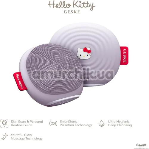Ультразвуковая щетка для лица Geske Sonic Facial Brush 4 in 1 - Hello Kitty, сиреневая