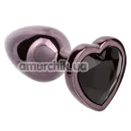 Анальна пробка з чорним кристалом Jewel Small Black Diamond Heart Plug, чорна - Фото №1