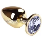Анальна пробка з прозорим кристалом SWAROVSKI Gold Diamond Big, золота - Фото №1