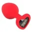 Анальная пробка с черным кристаллом Silicone Plug Medium, красная - Фото №1