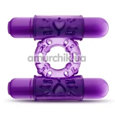 Віброкільце Double Play Dual Vibrating Cock Ring, фіолетове - Фото №1