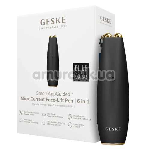 Мікрострумова ручка для підтяжки шкіри обличчя Geske MicroCurrent Face-Lift Pen 6 in 1, сіра