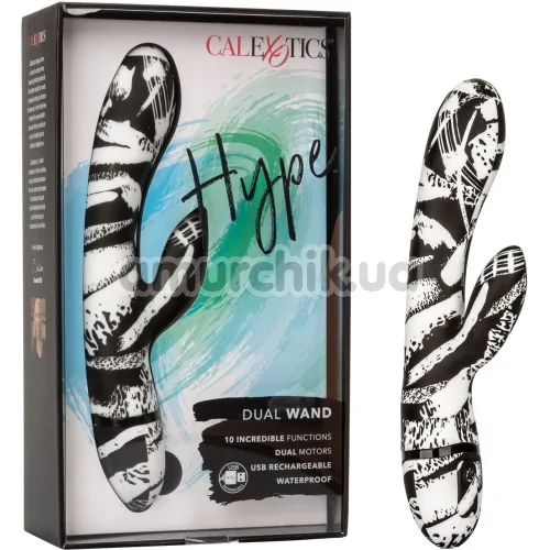 Вібратор Hype Dual Wand, чорно-білий