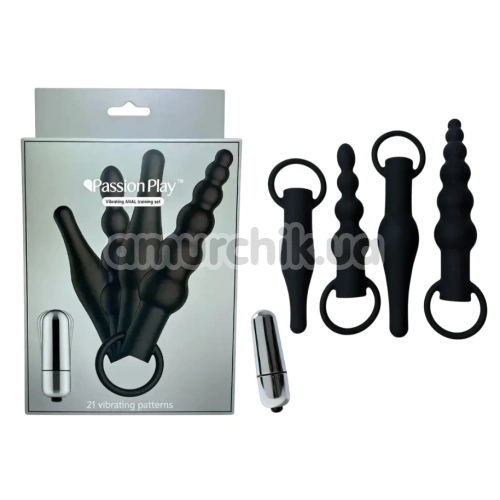 Набор анальных пробок с вибрацией Passion Play Vibrating Anal Training Set, черный