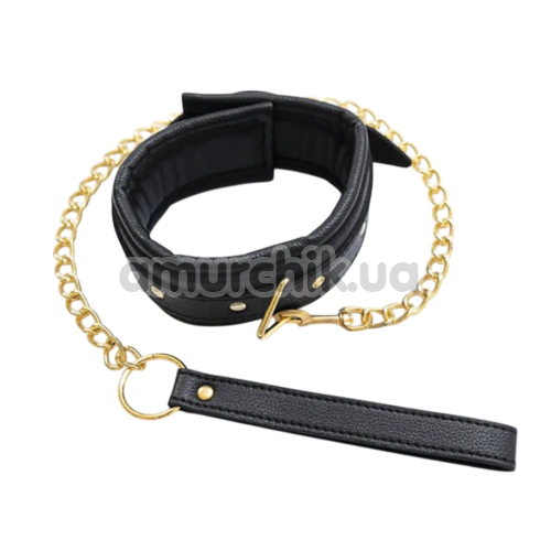 Ошейник Fantasy Fetish Collar And Leash Luxury, черный - Фото №1