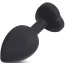 Анальная пробка с красным кристаллом Silicone Jewelled Butt Plug Heart Small, черная - Фото №7