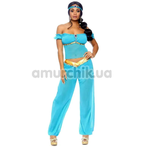 Костюм восточной красавицы Leg Avenue Arabian Beauty, голубой: топ + штаны + повязка на голову - Фото №1