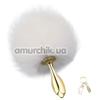 Анальна пробка з білим хвостиком Lockink Sevanda White Bunny Tail Anal Plug Rose, золота - Фото №1