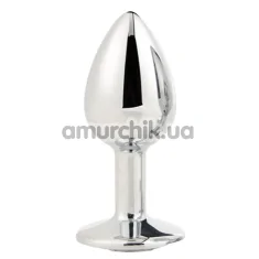 Анальная пробка с прозрачным кристаллом Gleaming Love Silver Plug S, серебряная - Фото №1