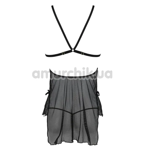 Комплект Passion Free Your Senses Deliena Chemise, чорний: пеньюар + трусики-стрінги