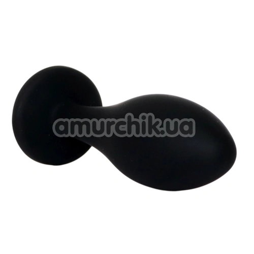 Анальна пробка з прозорим кристалом Exclusivity Jewellery Silicone Straight Plug L, чорна