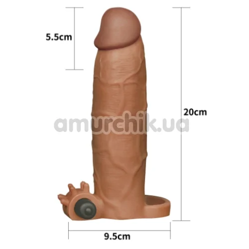 Насадка - удлинитель пениса с вибрацией Lovetoy Pleasure X-Tender Series LV1066, коричневая