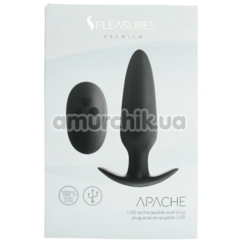 Анальная пробка с вибрацией S Pleasures Premium Apache, черная