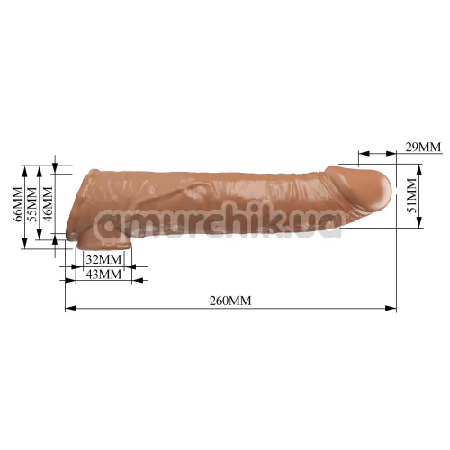 Насадка на пеніс Pretty Love Silas, світло-коричнева