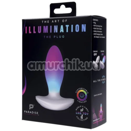 Анальная пробка с вибрацией и подсветкой Illumination The Plug, белая