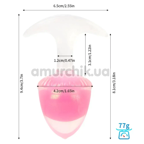 Анальная пробка Univibe Glow-In-Dark Berry S, розовая