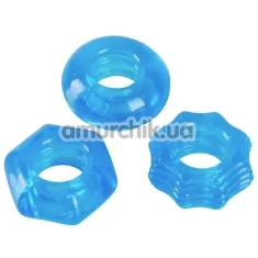 Набор эрекционных колец Stretchy Cock Ring Set, голубой - Фото №1