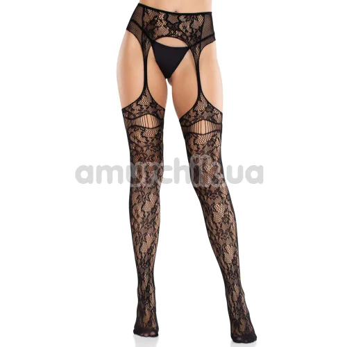 Колготки Leg Avenue Net Stockings With Attached Garter Belt, черные - Фото №1