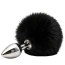 Анальна пробка з чорним хвостиком DS Fetish Metal Plug With Bunny Tail, срібна - Фото №4