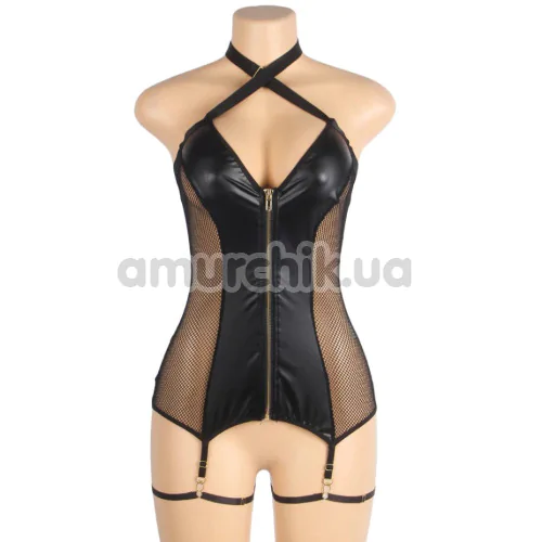 Корсет з гартерами Star Night Deep V Halter Corset, чорний