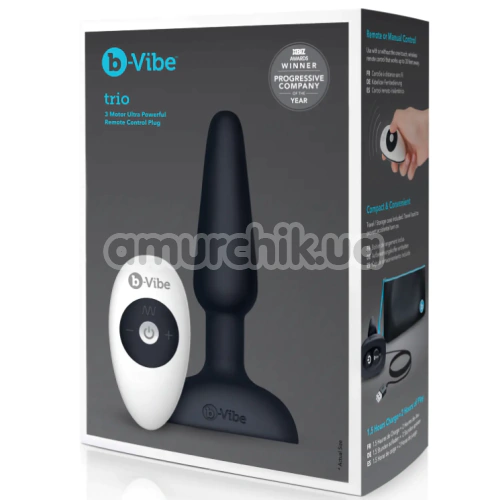 Анальная пробка с вибрацией B-Vibe Trio, черная