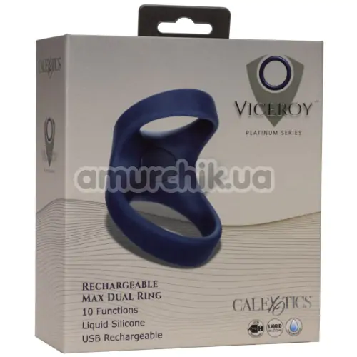 Виброкольцо для члена Viceroy Rechargeable Max Dual Ring, синее