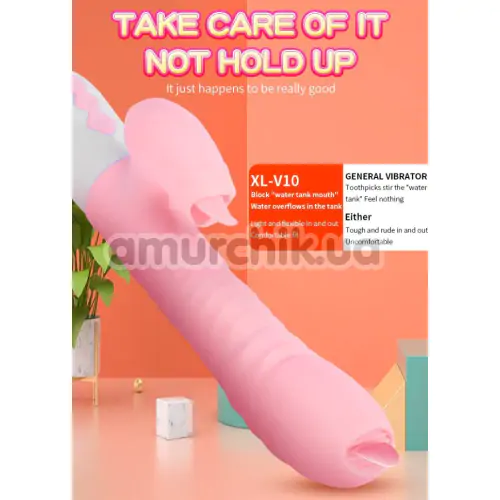 Вибратор с подогревом, ротацией и толчками FoxShow Silicone Heating and Thrusting Vibrator, розовый