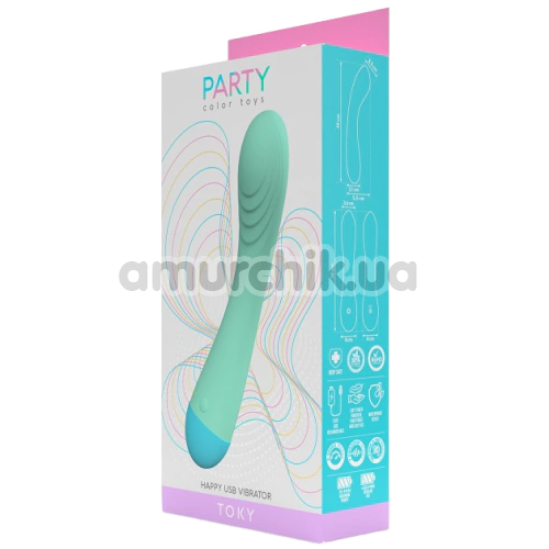 Вибратор для точки G Party Color Toys Toky, бирюзовый